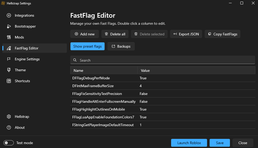 Hellstrap FastFlag Editor - Customize Roblox Game Settings and Flags